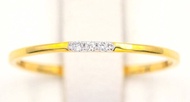 Happy Jewelry แหวนเพชรแท้ น้ำ 98 แหวนแถวสามเม็ด สวย น่ารักมากๆ ติดนิ้วเล็ก ทอง9k ME954