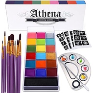 UCANBE Athena Face Body Paint Oil Palette, 20 Colors Large Black White Professional Flash Tattoo Hal