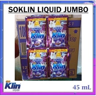 1 DUS DETERGEN CAIR SOKLIN LIQUID JUMBO 120 + 20 SACHET SOFTERGENT 45 ML SO KLIN 1 RENTENG 6 + 1 PCS