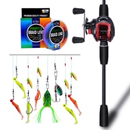 FRRTC Fishing Set Casting Fishing Rod Ultra Light Baitcasting Fishing Reels Left/Right Hand 2 Sectio
