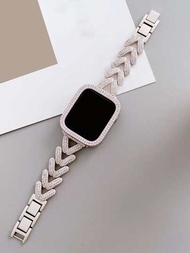Correa de reloj compatible con Apple Watch con diseño de diamante de imitación