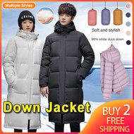 Women Men Down Jacket Winter Couple Long Light Down Jacket White Duck Down Military Jacket Coat