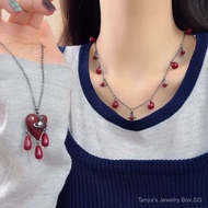 0913-YWGM-LR Vivian Planet Ancora Red Water Drop Heart Tassel Necklace Autumn Winter Niche High-end 