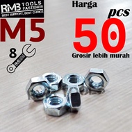 M5 Hex Nut Galvanized White Iron Hex Nut/ 8 Key Pitch 0.85 M5