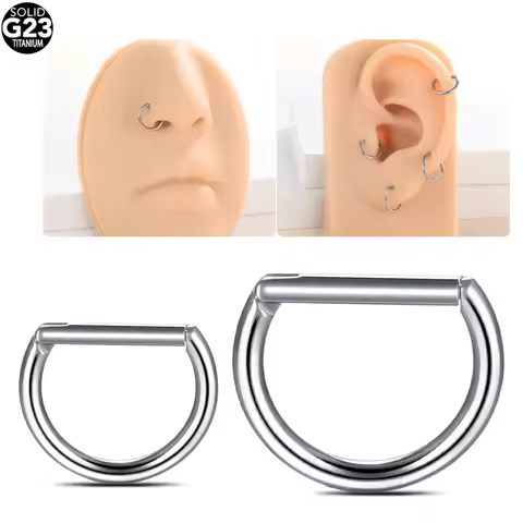 1-5pcs Septum Piercing Titanium 14g 16g D Shape Hinged Segment Nose Rings for Women Helix Tragus Dai
