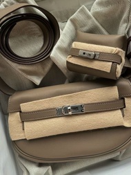 กระเป๋าคาดเอวผู้หญิงแบบสะพายข้าง Mini Moove Kelly Doughnut Bag กระเป๋าสะพายไหล่แบบแยกส่วน หนังวัวสอง