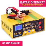 Charger Aki Mobil Dan Motor Untuk Aki Kering Dan Basah Lead Acid Battery Charger 12V/24V 6-105AH Charger Aki OTOHEROES  Portable Digital Otomatis With Intellegent Chip LCD Original