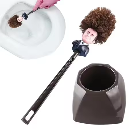 Toilet Brush with Holder WC Borstel Emmanuel Macron Brosse Cartoon Toilet Brush with Holder Creative