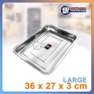 Baki Stainless Steel Ukuran 36 x 27 cm Nampan Stenlis Persegi Segi Panjang Besi Tempat Lauk Prasmana