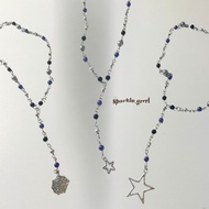 Stellar Glow | Long necklace blue n black | Long bead necklace | Star necklace | Star necklace