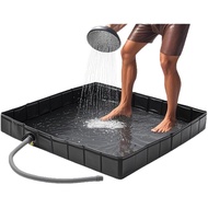 [MY116] Camping Shower Base Floor Portable Travel Garden Rv Trip Foldable Pan With Drain Hose Indoor