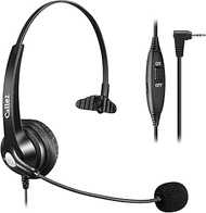 Headset Telephone Landline Cordless with Microphone Noise Cancelling, 2.5 mm Headphones Compatible w