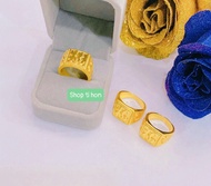 Nhẫn nam mạ vàng 24k kiểu vuông chạm chữ phúc