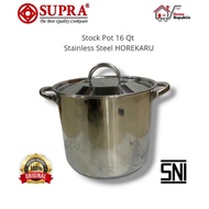 Supra Stainless Steel Pan 16 Qt Stock Pot 28cm Sus 430 Horekaru impact Buttom Pan