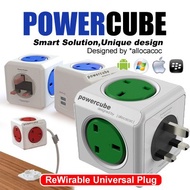 [Local] 3pin plug Allocacoc powercube 1.5/3meter extended / SG Plug Power Socket / Multi USB charger