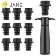 JANE Wine Saver Pump, Black with 10 Vacuum Stoppers Wine Preserver, Practical Plastic Reusable Easy to Use Bottle Sealer Wine Bottles