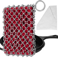 Herda 316L Cast Iron Scrubber Cleaner, Large Chainmail Scrubber for Cast Iron Pan - Chain Mail Scrub