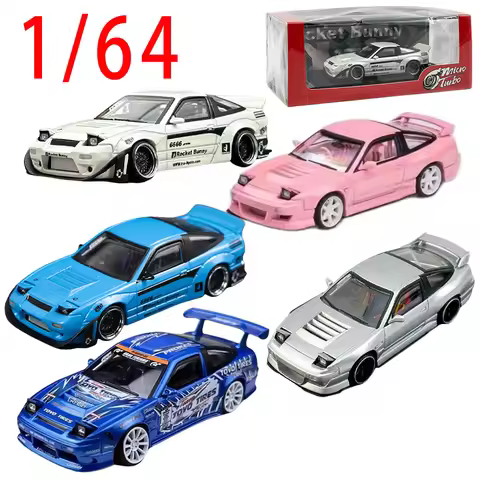 Micro Turbo Cars 1/64 Nissan 180SX Spirit Fluid Rocket Bunny Sports Car Model Alloy Nissan 180SX TPY