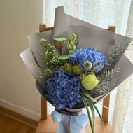 繡球花束 畢業花束 藍色鮮花花束 紫陽花