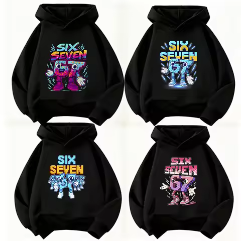 Funny Six Seven Italian Brainrot 67 Number Graphic Print Hoodie Boy/Girl Long Sleeved Kids Comfortab