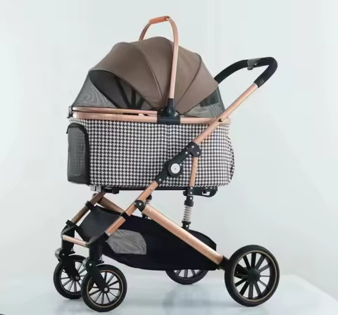 Folding Stroller For Dogs And Cats Pet Transport Trolley Four Rounds Pet Travel Stroller - Foldable 