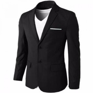 (Nine) Blazer Hitam List Putih Kancing 2 Ukuran S-XXL/ Jas Pria Dewasa Terbaru 2022 / Jasko Pria Dewasa / Jas Pengantin Pria / Blazer Cowok/  Jas Hitam Polos / Jasko Pria Dewasa Terbaru 2022  / Jas cowok terbaru 2022