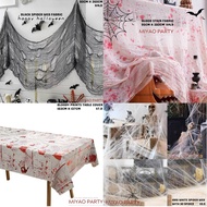 <Sg Instock> Happy Halloween Black Spider Web Blood Stain Bloody Hand Table Cover 100g Fake White Sp