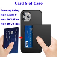 Samsung Galaxy Note 8 9 10 Note 20 21 Plus Ultra Shockproof Armor Phone Case with Sliding Card Slot Casing