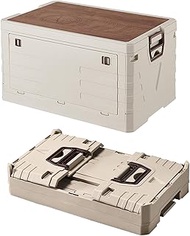 Foldable Camping Outdoor Storage Box with Lid, 55L Stackable Plastic Car Boot Organiser Storage, Fol