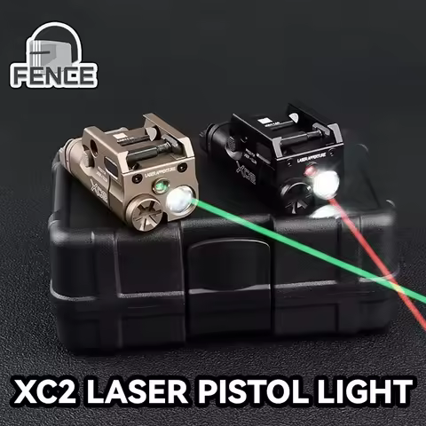 Surefir Tactical XC2 Pistol Hanging Metal Flashlight Red Green Laser Fit 20mm Rail Hunting weapon Li