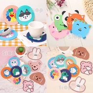 22U1 Cute Cup Coaster Character Pattern Cup Mug Coaster Silicone Coaster