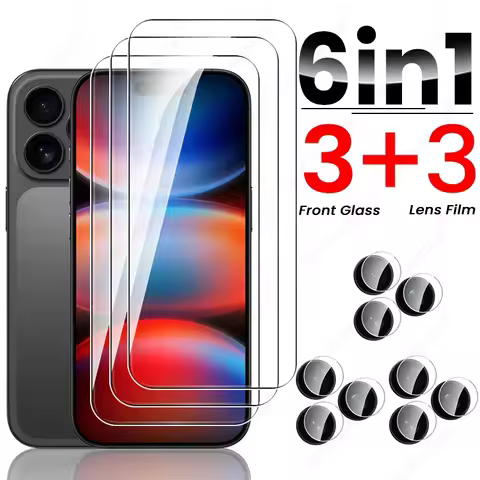 6 In 1 9H Tempered Glass For iPhone 17 Pro Max ProMax Protective Glass iPhone17 Air Camera Lens Scre