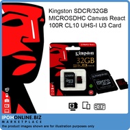 Kingston SDCR/32GB MICROSDHC Canvas React 100R CL10 UHS-I U3 Card | Ipohonline