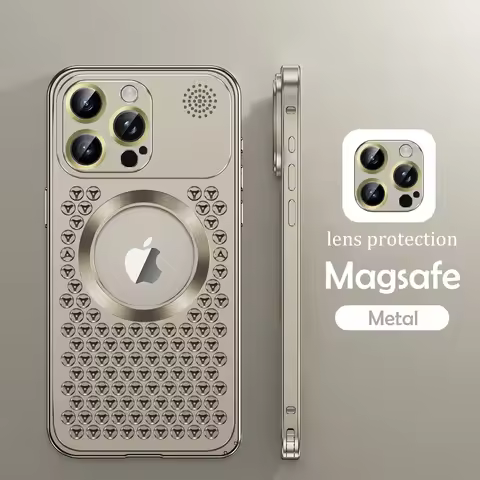 Heat Dissipation Metal Phone Case For iPhone 12 13 14 15 16 Pro Max Plus Magnetic Aluminum Cover Mag