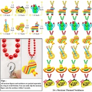 24 Pack Mexican Figure Necklace Party Favors for Mexican Fiesta Themed Party , Cinco De Mayo Decorat