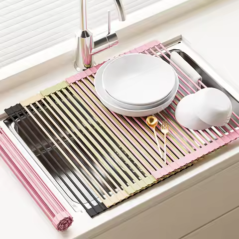 5 sets Foldable drain rack, bowl rack, kitchen sink, sink, storage rack