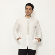 Baju Koko Pria Semi Sutra Jacquard Bordir Premium Lengan Panjang