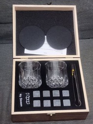 Whiskey Stones Gift Set - Bourbon Glasses for Scotch, Whisky and Bourbon, Natural Granite Rocks and 