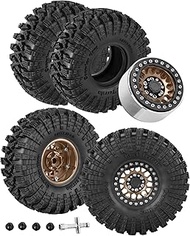 1.9" Beadlock Wheels and Tires 1.9 RC Tire Set for 1/10 SCX10 90046 TRX4 AX103007 TRX6 D90 Gen7 8 MS