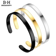 [BH]Men Bracelet Smooth Adjustable Stainless Steel Solid Color Women Bangle Adult Decoration