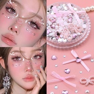 Christmas Bow Face Sticker Rhinestone Face Sticker Decoration Eye Sticker Ribbon Color Gauze G9w9