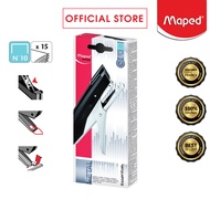 Maped Office Essentials Metal Pliers Stapler N°10 High Capacity Stapling up to 15 Paper Sheets & Dep