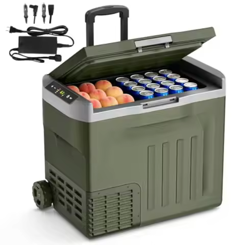 12V Refrigerator for Camping Travel RV Car, 43QT Electric Cooler Freezer -468, 40L Portable Fridge w