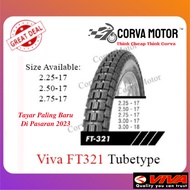 ♟Corva Motor Tayar Viva Tube-Type Tyre Ft321 2.25X17 225X17 2.50-17 250-17 Ft321◎