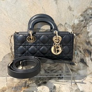 DIOR黑羊皮金釦D-JOY黛妃包