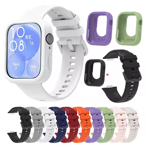 Silicone Strap+Protective Case For Huawei Watch Fit 3 Fit3 Watch Band