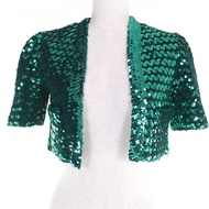 全新GUCCI 653449亮片短袖披肩外套，綠色，XXS碼，附衣架，義大利製造，正品，女款