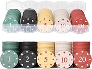 WAONIQ Poker Chips, Poker Chip Set, Numbered Poker Chips-1/2/5/10/20, Poker Chips 100 with Poker Chi