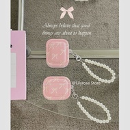 New Design AirPods Pro2 Case Pink Bow Pearl Strap Lanyard for Apple Wireless Bluetooth EarPods Heads