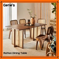 Gene's 180 CM Rattan Wooden Dining Room Table Rattan Wicker Cane Dining Table Rattan Dining Table